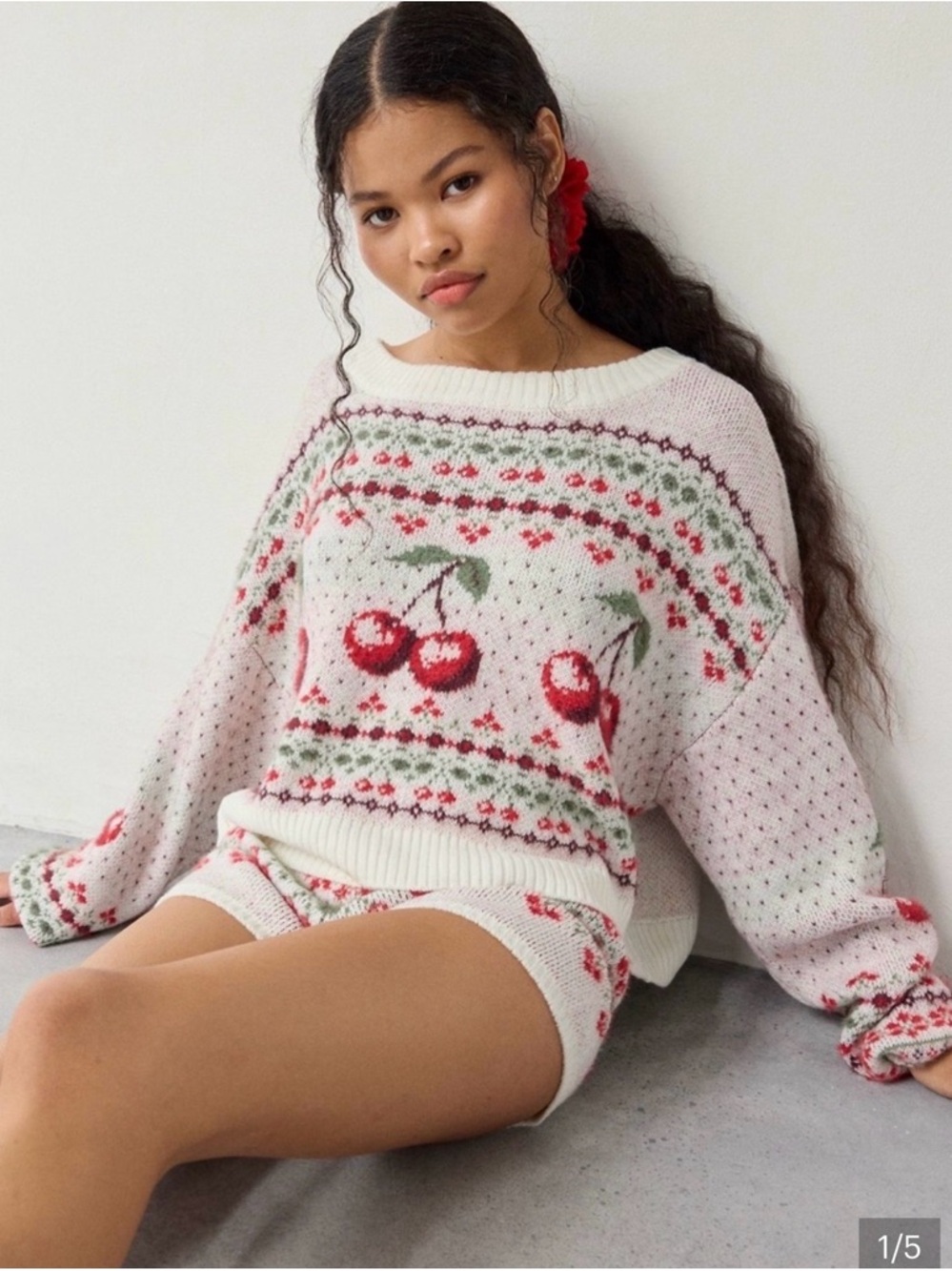 Out from under (urban outfitters) cherry crop wide sweater (b0236)